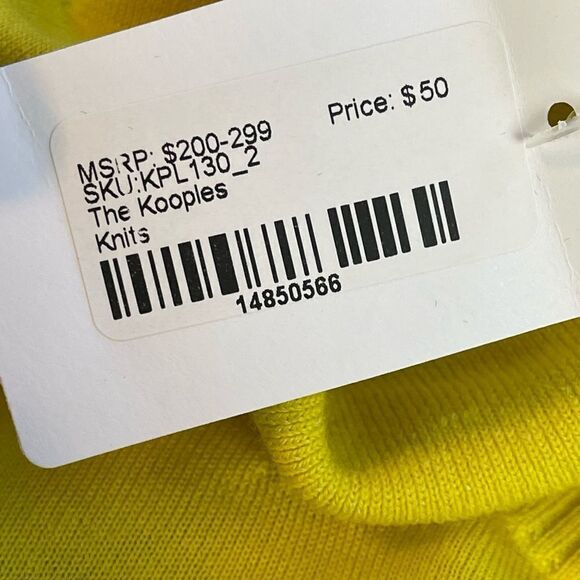The Kooples YELLOW MERINO WOOL SWEATER. NWT. 2/Small - Picture 10 of 11